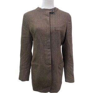 DKNY Donna Karan New York 100% Wool Woven Herringbone Blazer Jacket Size 8